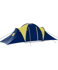 vidaXL Camping Tent Fabric 9 Persons Blue and Yellow
