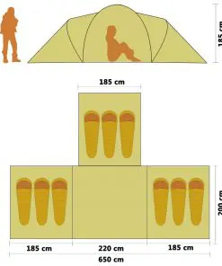 vidaXL Camping Tent Fabric 9 Persons Blue and Yellow