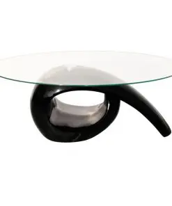 vidaXL Coffee Table with Oval Glass Top High Gloss Black