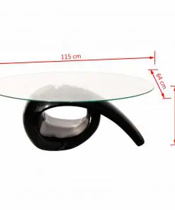 vidaXL Coffee Table with Oval Glass Top High Gloss Black
