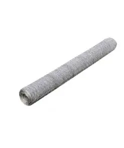 vidaXL Chicken Wire Fence Galvanised Steel 25×0.5 m Silver