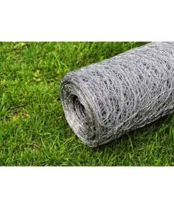 vidaXL Chicken Wire Fence Galvanised Steel 25×1 m Silver