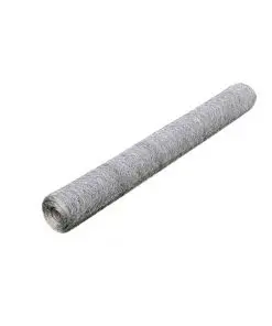 vidaXL Chicken Wire Fence Galvanised Steel 25×1 m Silver