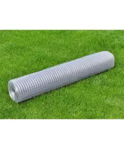 vidaXL Chicken Wire Fence Galvanised Steel 25×1 m Silver