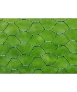 vidaXL Chicken Wire Fence Galvanised with PVC Coating 25×1 m Green