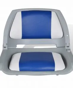 Boat Seat Foldable Backrest With Blue-white Pillow 41 x 51 x 48 cm