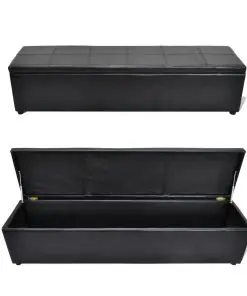 vidaXL Storage Bench Black Large Size