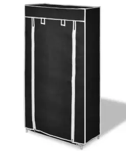 Fabric Shoe Cabinet with Cover 58 x 28 x 106 cm Black