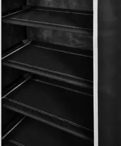 Fabric Shoe Cabinet with Cover 58 x 28 x 106 cm Black