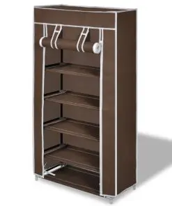 vidaXL Shoe Cabinet with Cover 58 x 28 x 106 cm Brown Fabric