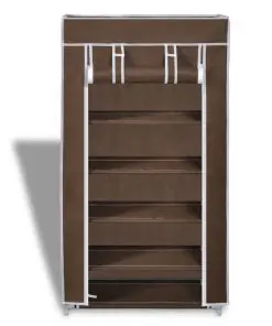 vidaXL Shoe Cabinet with Cover 58 x 28 x 106 cm Brown Fabric