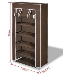 vidaXL Shoe Cabinet with Cover 58 x 28 x 106 cm Brown Fabric