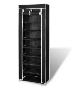 Fabric Shoe Cabinet with Cover 162 x 57 x 29 cm Black