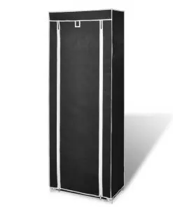 Fabric Shoe Cabinet with Cover 162 x 57 x 29 cm Black