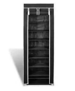 Fabric Shoe Cabinet with Cover 162 x 57 x 29 cm Black