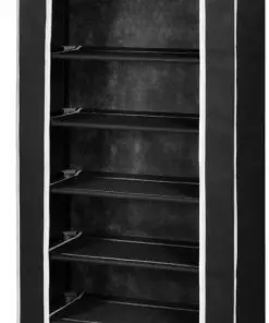 Fabric Shoe Cabinet with Cover 162 x 57 x 29 cm Black