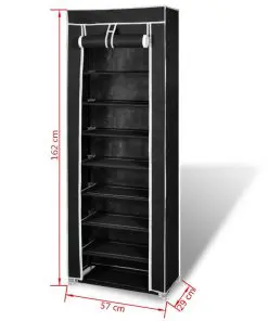 Fabric Shoe Cabinet with Cover 162 x 57 x 29 cm Black