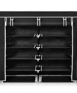 Fabric Shoe Cabinet with Cover 115 x 28 x 110 cm Black