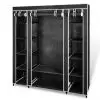 vidaXL Wardrobe with Compartments and Rods 45x150x176 cm Black Fabric