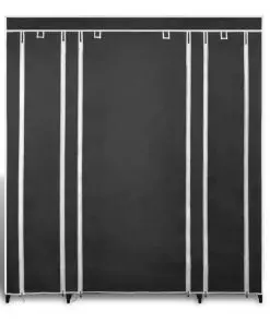 vidaXL Wardrobe with Compartments and Rods 45x150x176 cm Black Fabric