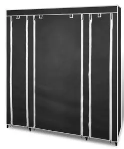 vidaXL Wardrobe with Compartments and Rods 45x150x176 cm Black Fabric