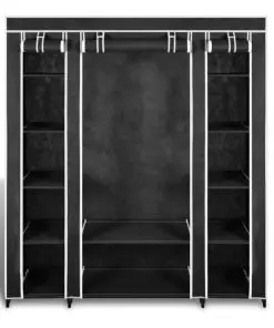 vidaXL Wardrobe with Compartments and Rods 45x150x176 cm Black Fabric