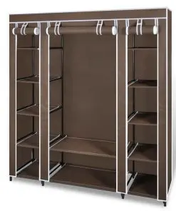 vidaXL Wardrobe with Compartments and Rods 45x150x176 cm Brown Fabric