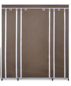 vidaXL Wardrobe with Compartments and Rods 45x150x176 cm Brown Fabric