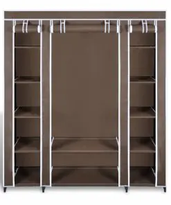 vidaXL Wardrobe with Compartments and Rods 45x150x176 cm Brown Fabric