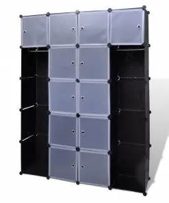 vidaXL Modular Cabinet 14 Compartments Black and White 37x146x180.5 cm