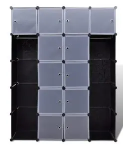 vidaXL Modular Cabinet 14 Compartments Black and White 37x146x180.5 cm