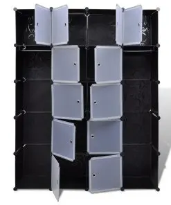 vidaXL Modular Cabinet 14 Compartments Black and White 37x146x180.5 cm