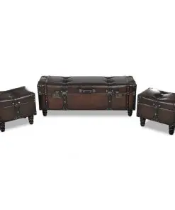 vidaXL Storage Bench Set 3 pcs Brown