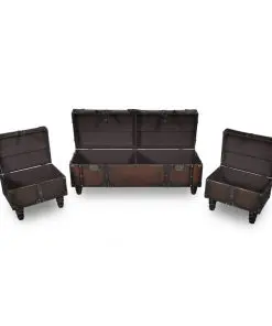 vidaXL Storage Bench Set 3 pcs Brown