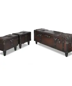vidaXL Storage Bench Set 3 pcs Brown