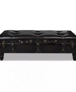 vidaXL Long Storage Bench Brown MDF and Leather