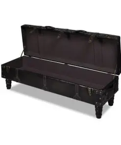 vidaXL Long Storage Bench Brown MDF and Leather