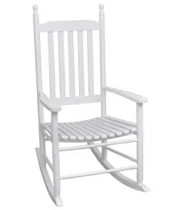 vidaXL Rocking Chair with Curved Seat White Wood