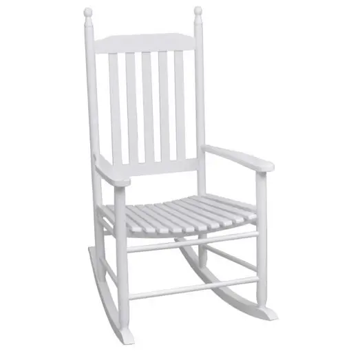 vidaXL Rocking Chair with Curved Seat White Wood