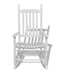 vidaXL Rocking Chair with Curved Seat White Wood