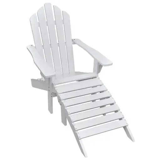 vidaXL Garden Chair with Ottoman Wood White