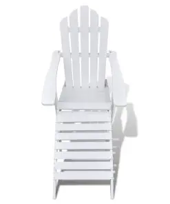 vidaXL Garden Chair with Ottoman Wood White