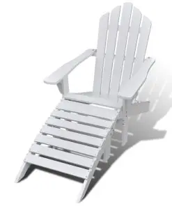 vidaXL Garden Chair with Ottoman Wood White