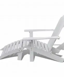 vidaXL Garden Chair with Ottoman Wood White