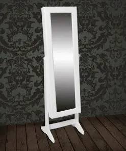 vidaXL Free Standing Mirror Jewellery Cabinet Wardrobe White