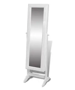 vidaXL Free Standing Mirror Jewellery Cabinet Wardrobe White