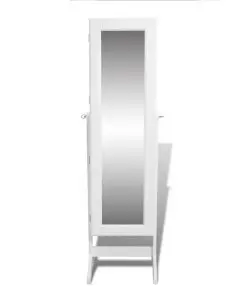 vidaXL Free Standing Mirror Jewellery Cabinet Wardrobe White
