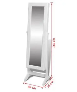 vidaXL Free Standing Mirror Jewellery Cabinet Wardrobe White