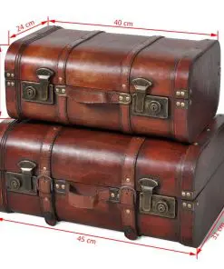 vidaXL Wooden Treasure Chests 2 pcs Vintage Brown