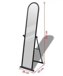 Free Standing Floor Mirror Full Length Rectangular Black